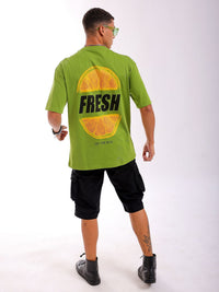 The Indian Garage Co Men Back Printed Boxy Oversized Round Neck T-shirt