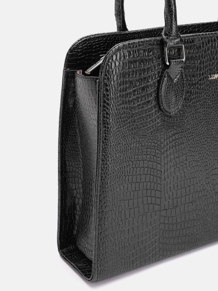 Lino Perros Women Croc Textured Structured Laptop Shoulder Bag