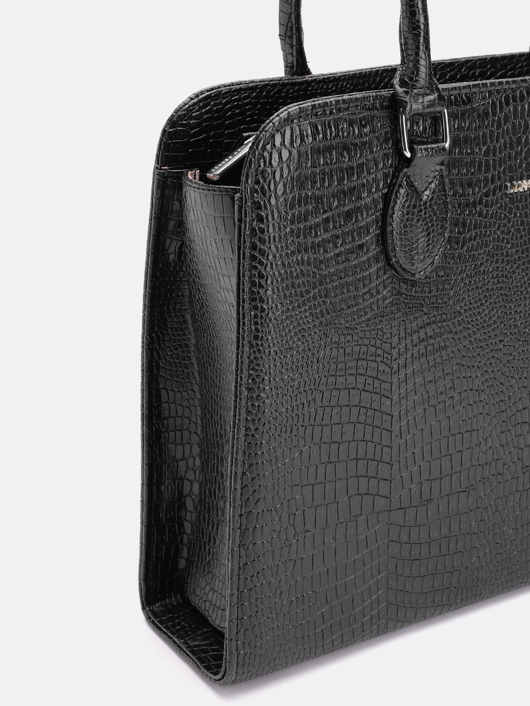 Lino Perros Women Croc Textured Structured Laptop Shoulder Bag