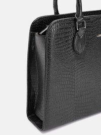 Lino Perros Women Croc Textured Structured Laptop Shoulder Bag