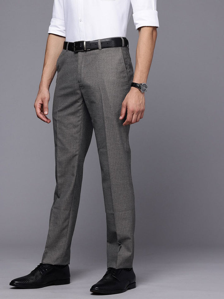 Raymond Men Striped Slim Fit Formal Trousers