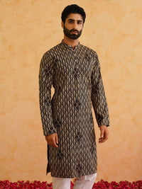 SOJANYA Floral Embroidered Mandarin Collar Thread Work Pure Cotton Straight Kurta