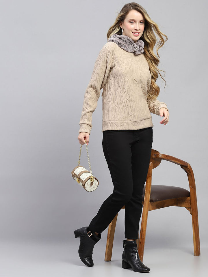Monte Carlo Women Detachable Faux Fur Trim Sweatshirt