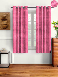 Cortina Pink & Black Set of 2 Printed Room Darkening Window Curtain