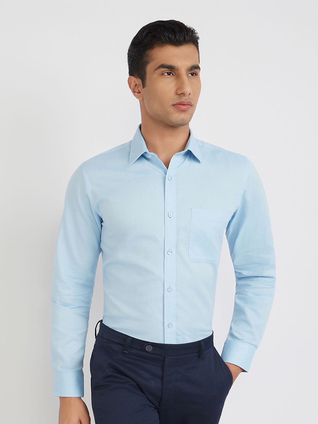 Raymond Self Design Slim Fit Pure Cotton Formal Shirt