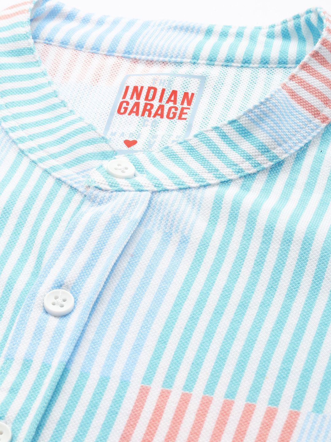 The Indian Garage Co Band Collar Striped Casual Shirt
