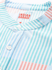 The Indian Garage Co Band Collar Striped Casual Shirt