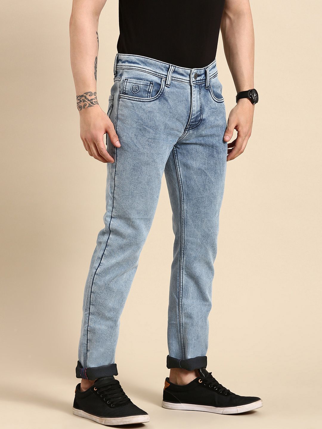 Being Human Men Slim Fit Heavy Fade Stretchable Jeans