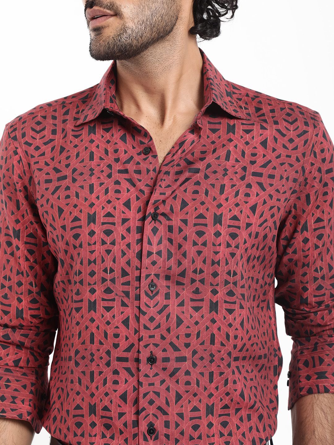 RARE RABBIT Men Betel Regular Fit Geometric Printed Shirt