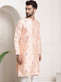 SOJANYA Band Collar Woven Design Kurta
