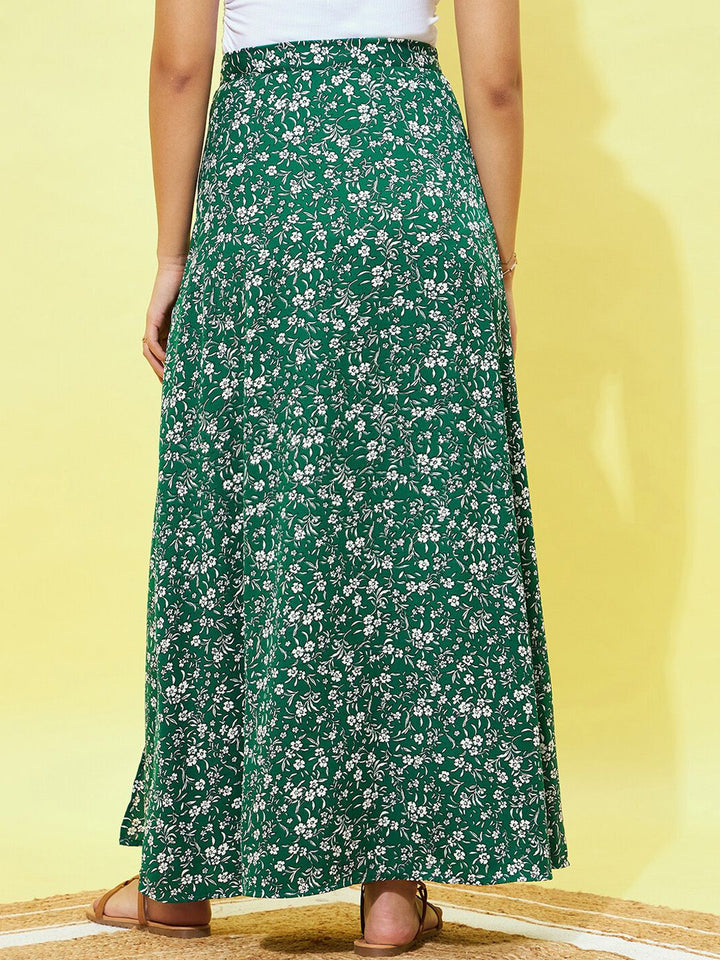 Skirt Maxi A-Line Berrylush Bercetak Sisi Celah