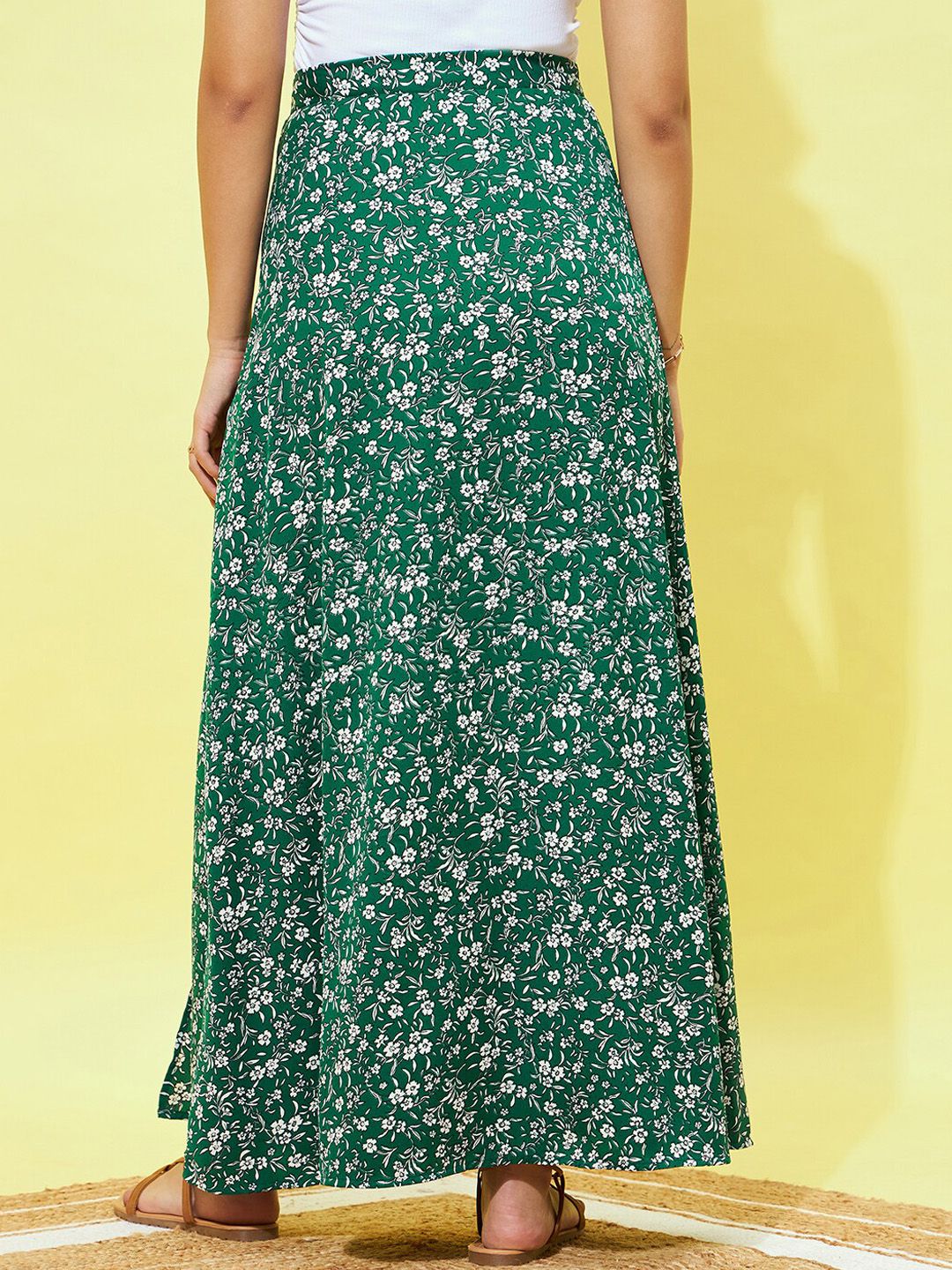 Skirt Maxi A-Line Berrylush Bercetak Sisi Celah