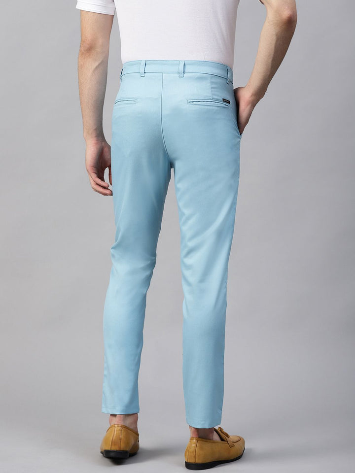 DENNISON Men Blue Smart Tapered Fit Solid Chinos