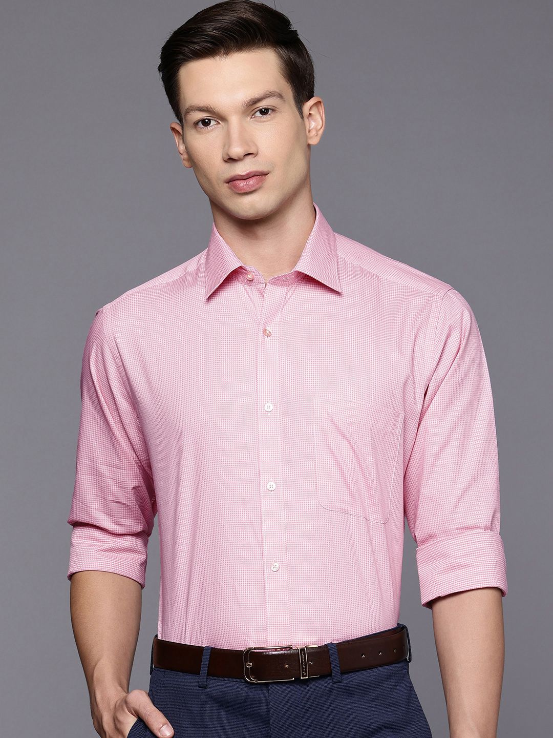 Raymond Slim Fit Checked Pure Cotton Formal Shirt