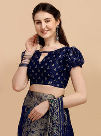 KALINI Navy Blue Floral Printed Saree