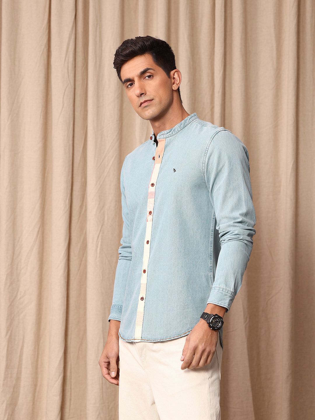 Mr Bowerbird Pure Cotton Tailored Fit Denim Casual Shirt