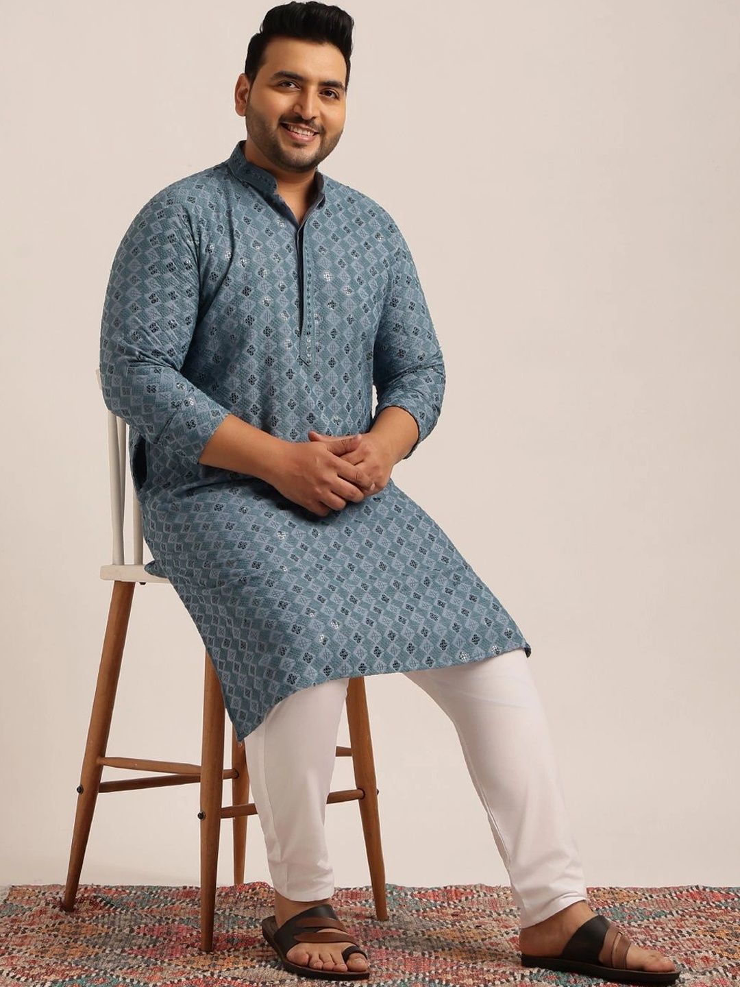 SOJANYA PLUS Men Geometric Printed Kurta
