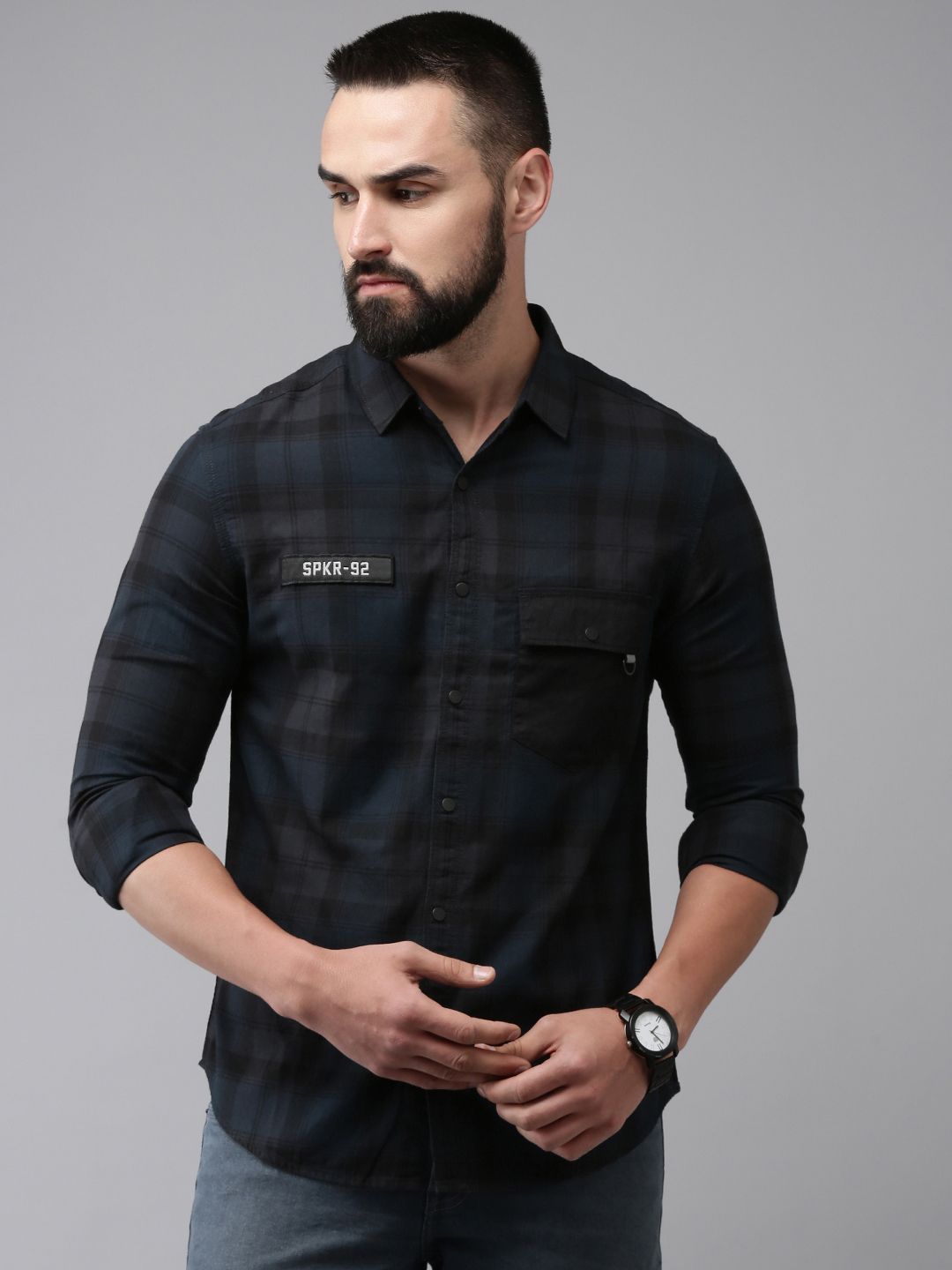 SPYKAR Slim Fit Checked Pure Cotton Casual Shirt