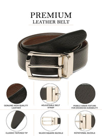 Teakwood Leathers Men Textured Leather Reversible Belt