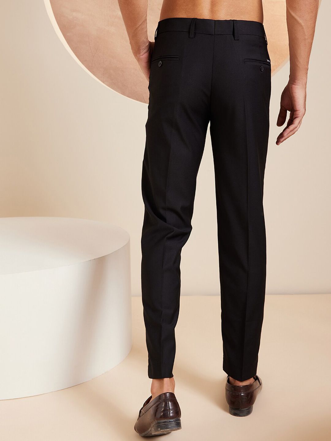 DENNISON Men Smart Tapered Fit Easy Wash Formal Trousers