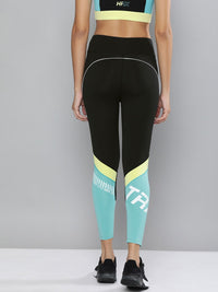 HRX By Hrithik Roshan Women Black Colourblock Skinny Rapid-Dry Anti-Static Training Tights