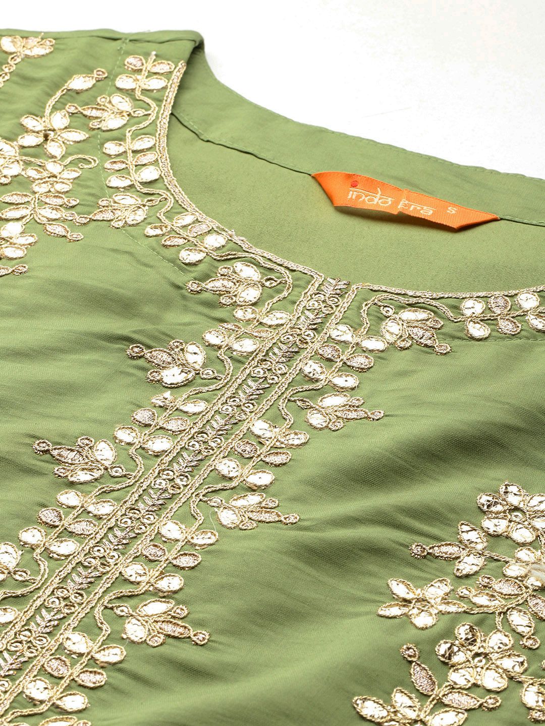 Indo Era Ethnic Motifs Embroidered Gotta Patti Kurta With Trousers & Dupatta