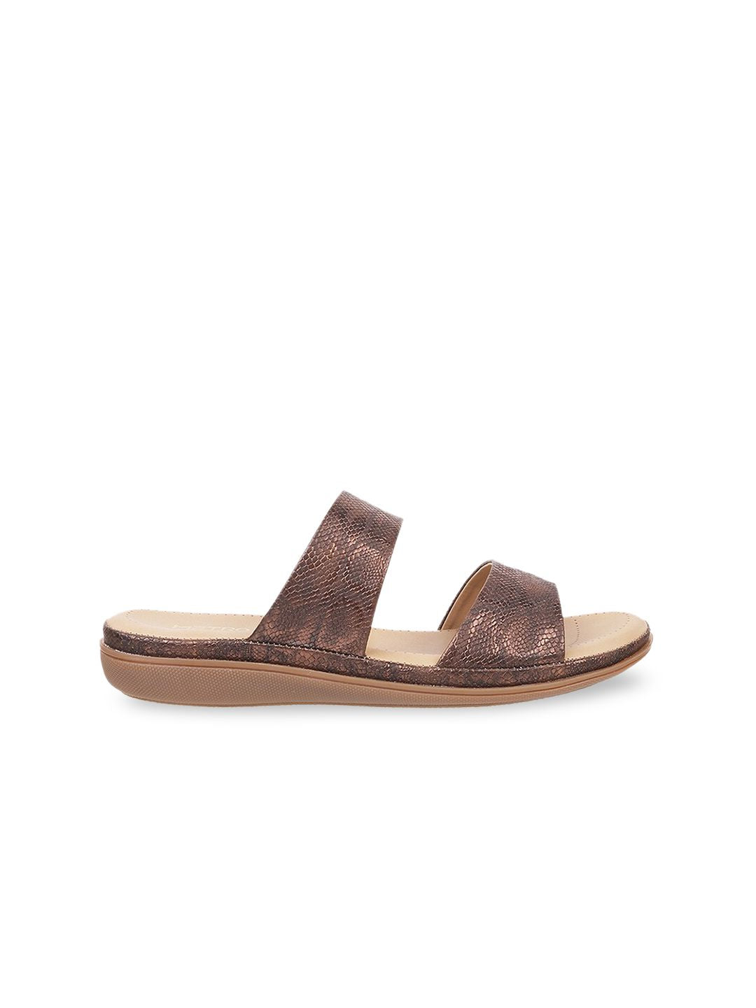 Metro Women Gold-Toned Colourblocked Open Toe Flats