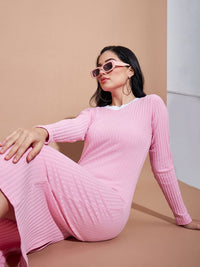 SASSAFRAS BASICS Ribbed Round Neck Bodycon Dress