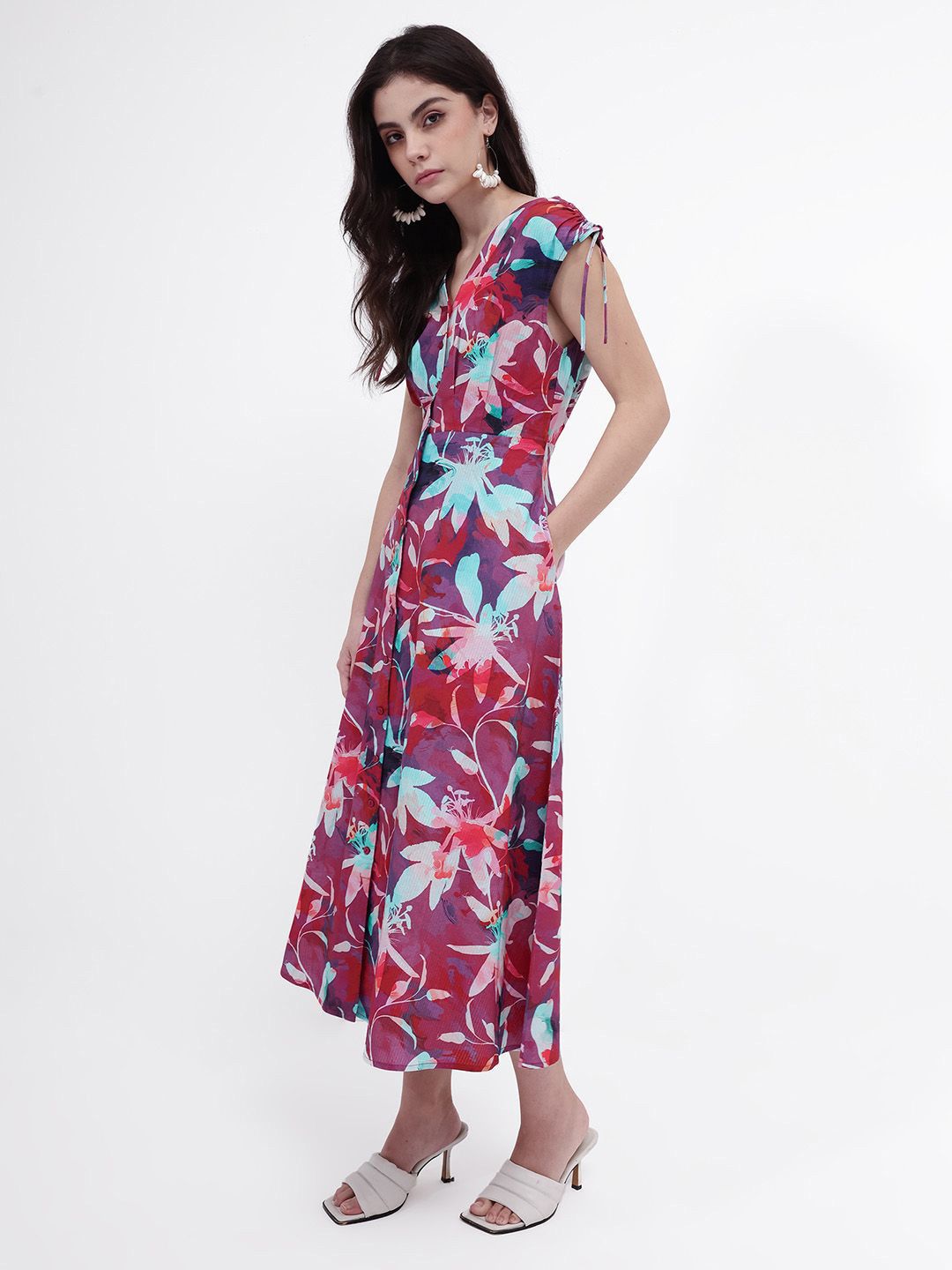 RAREISM Floral Print Fit & Flare Midi Dress