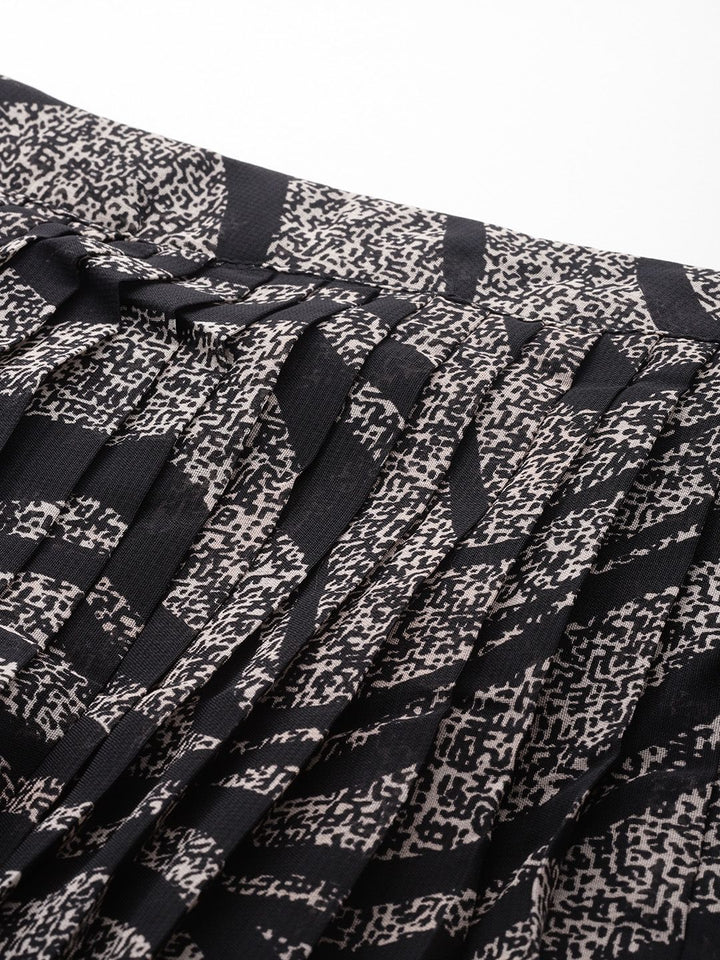 all about you Printed Accordion Pleated Midi Flared Skirt