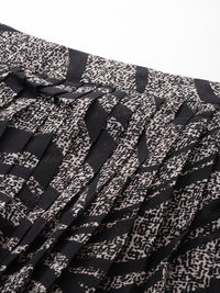 all about you Printed Accordion Pleated Midi Flared Skirt