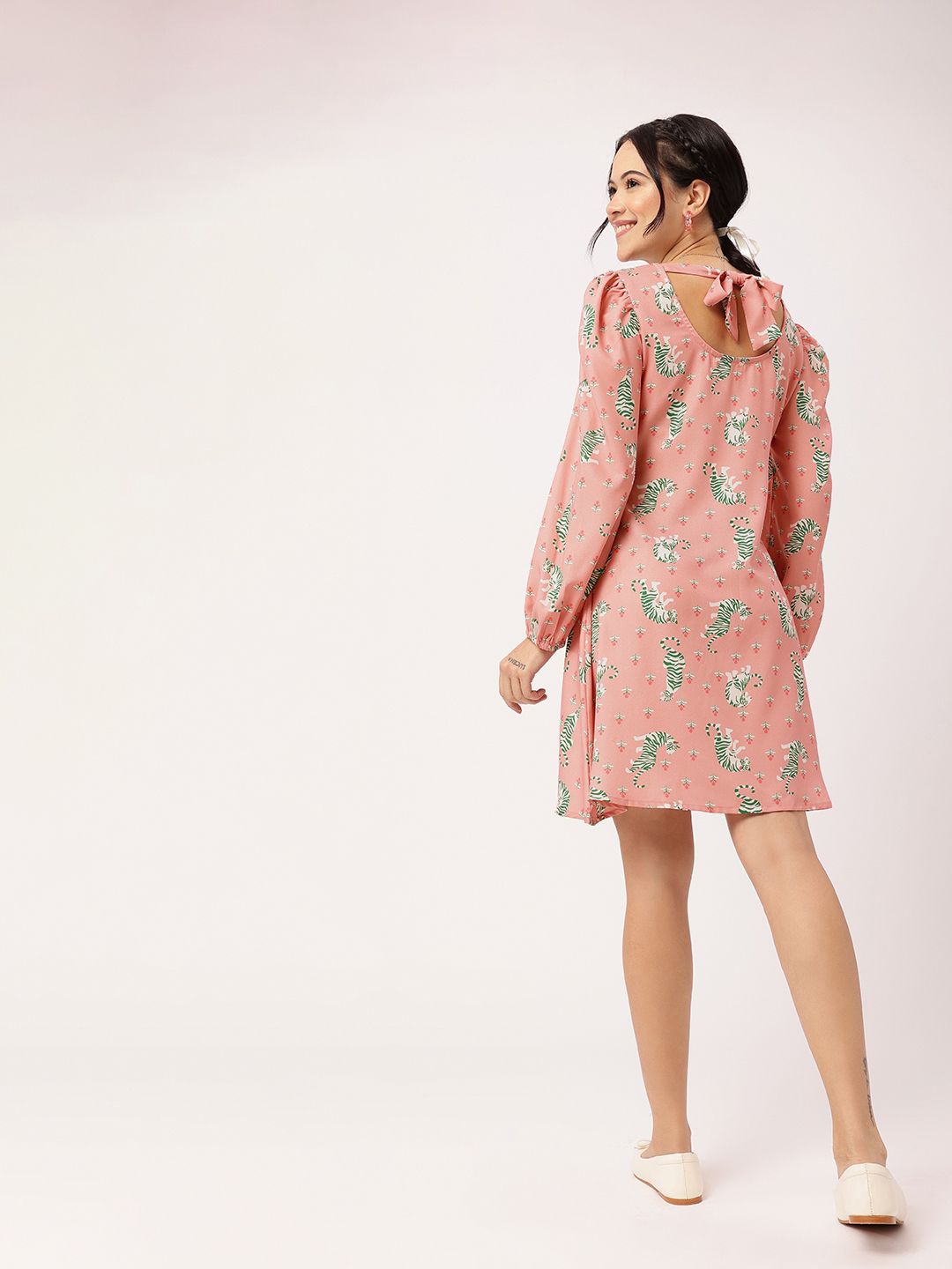 DressBerry Fierce Blend Printed Tie-Up Dress