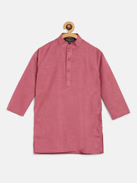 SOJANYA Boys Pink Solid Kolar Mandarin Kurta Lurus
