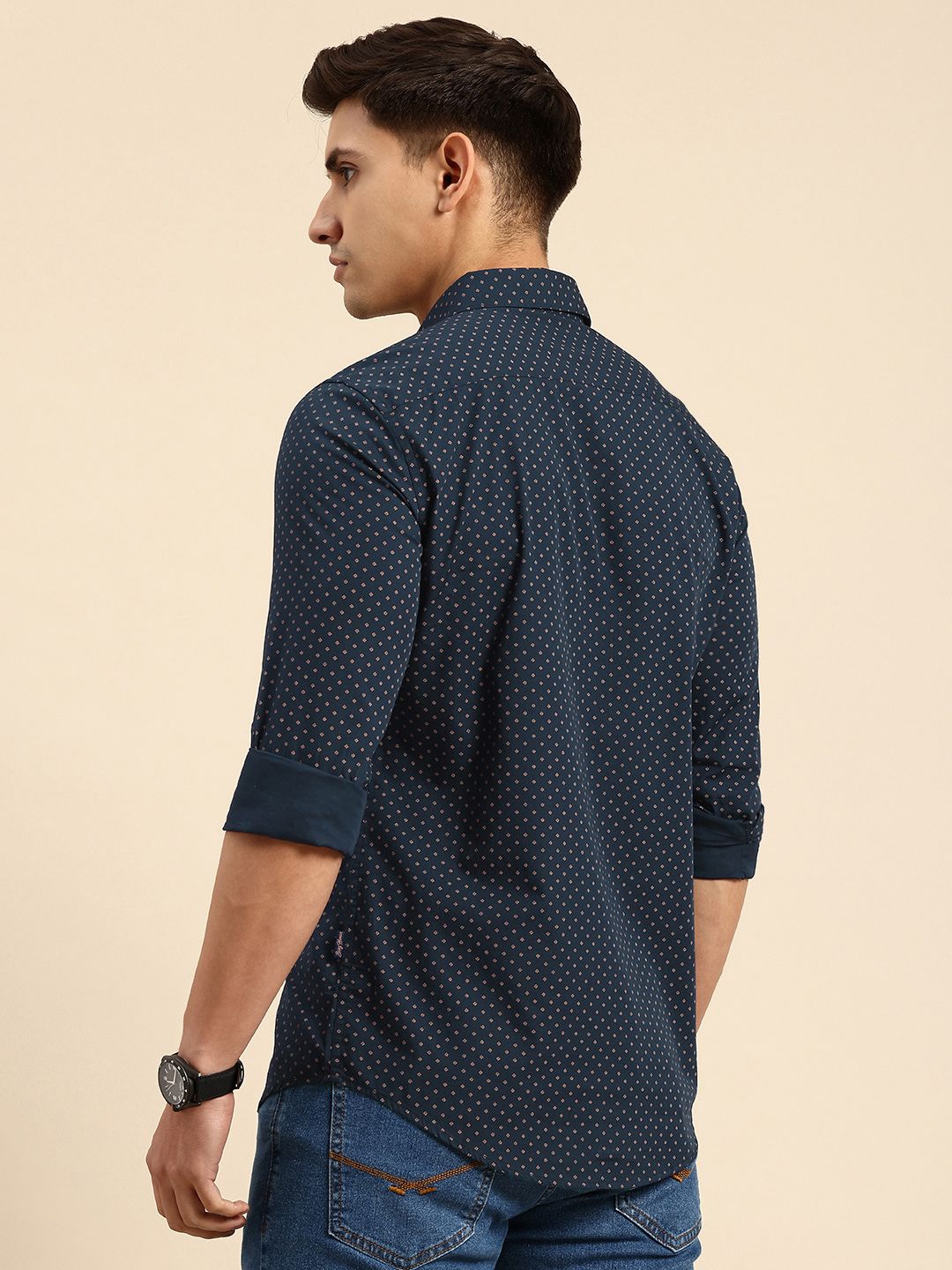 Being Human Spread Collar Micro Ditsy Printed Slim Fit Casual Shirt