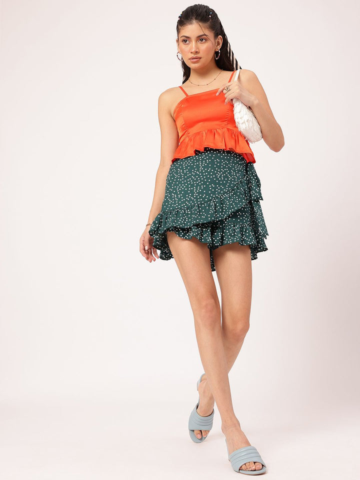 DressBerry Glossed Up Smocked Satin A-Line Top