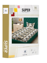 Moda Rapido X KLOTTHE Black & Brown Geometric 400 TC Single Bedsheet with 1 Pillow Covers