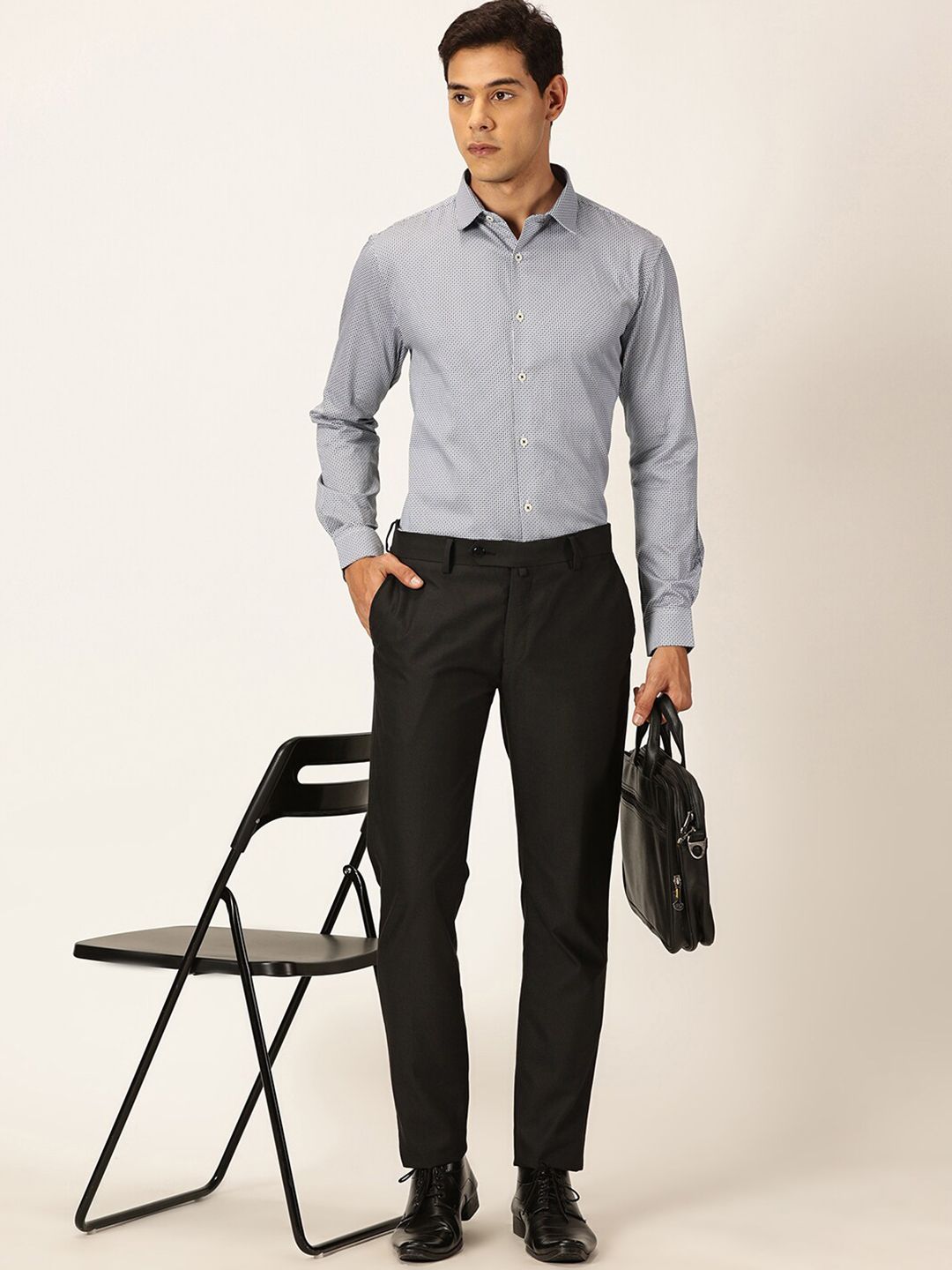 Thomas Scott Premium Slim Fit Micro Ditsy Printed Cotton Formal Shirt