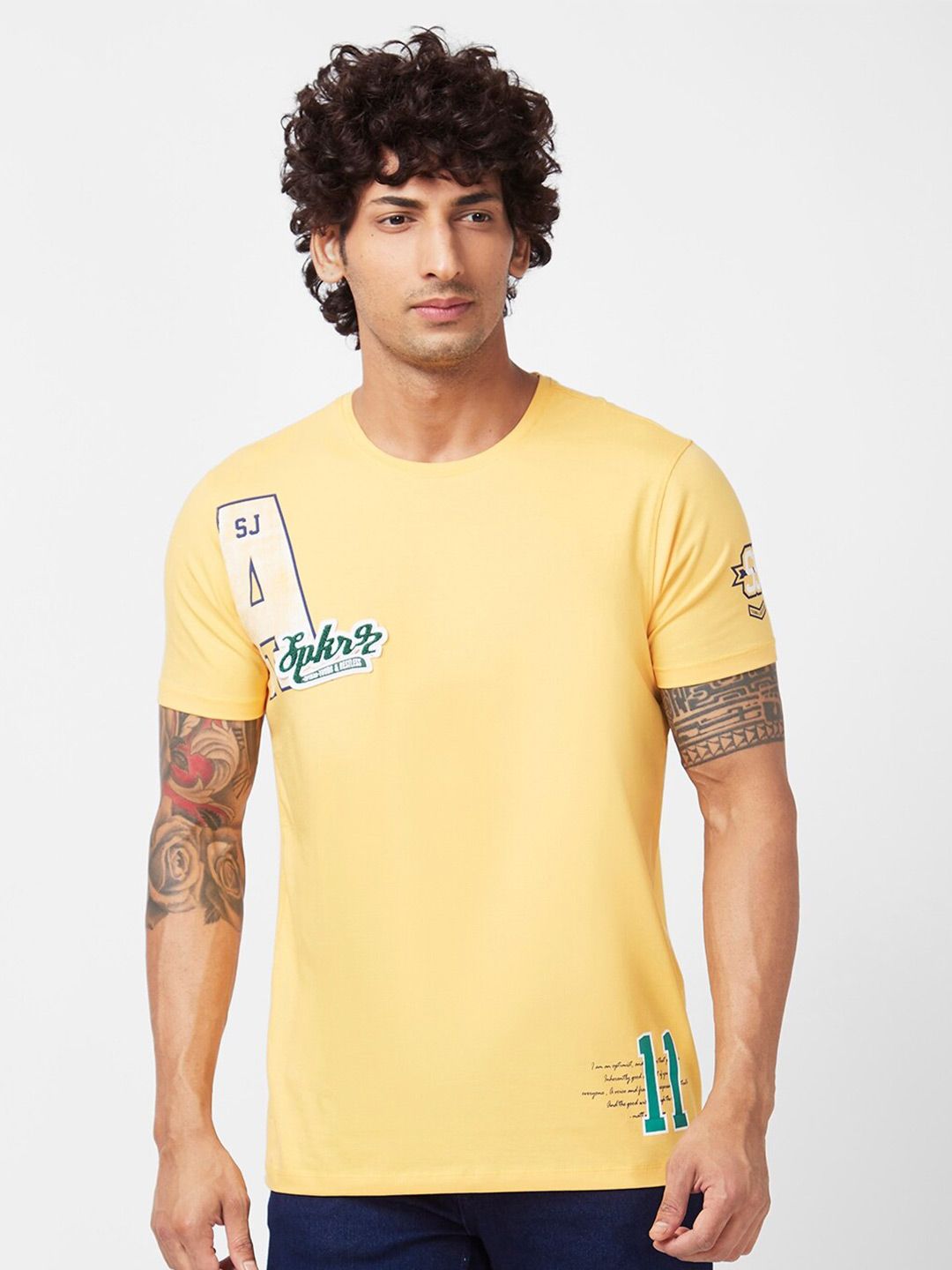 SPYKAR Typography Printed Slim Fit Cotton Casual T-Shirt