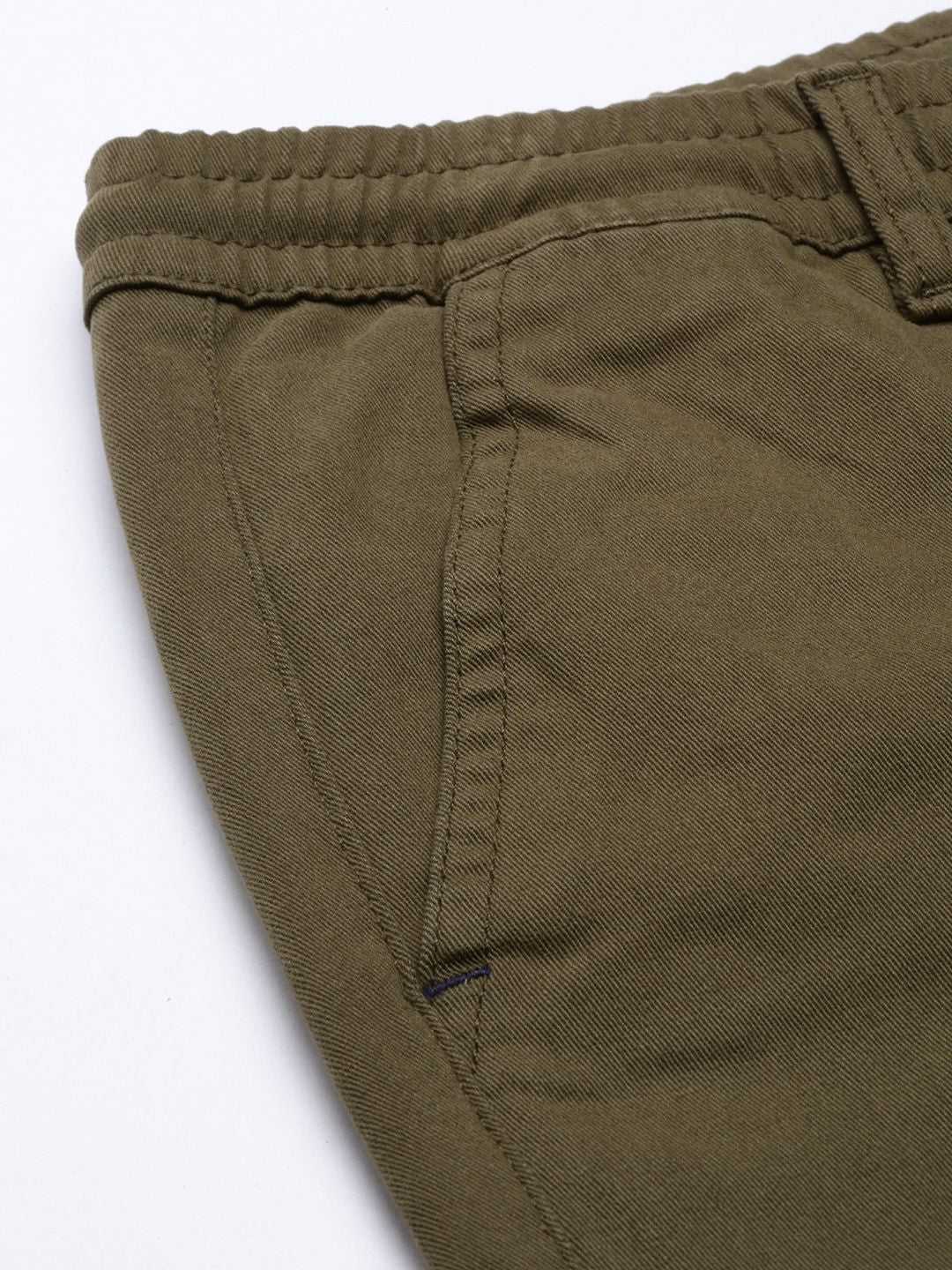 The Indian Garage Co Men Olive Green Slim Fit Chinos Trousers