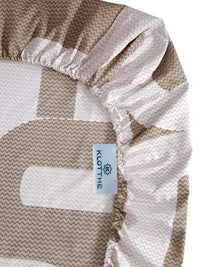 KLOTTHE Brown Abstract Printed 300TC Super King Fitted Bedsheet With 2 Pillow Covers