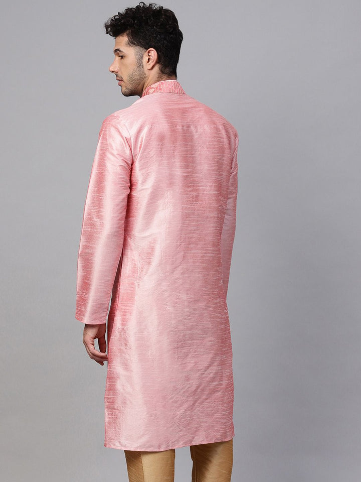 SOJANYA Men Pink Solid Kurta Lurus