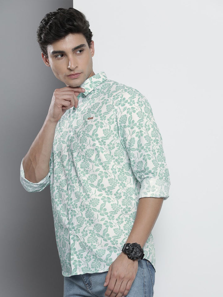 The Indian Garage Co Slim Fit Tropical Printed Pure Cotton Shirt