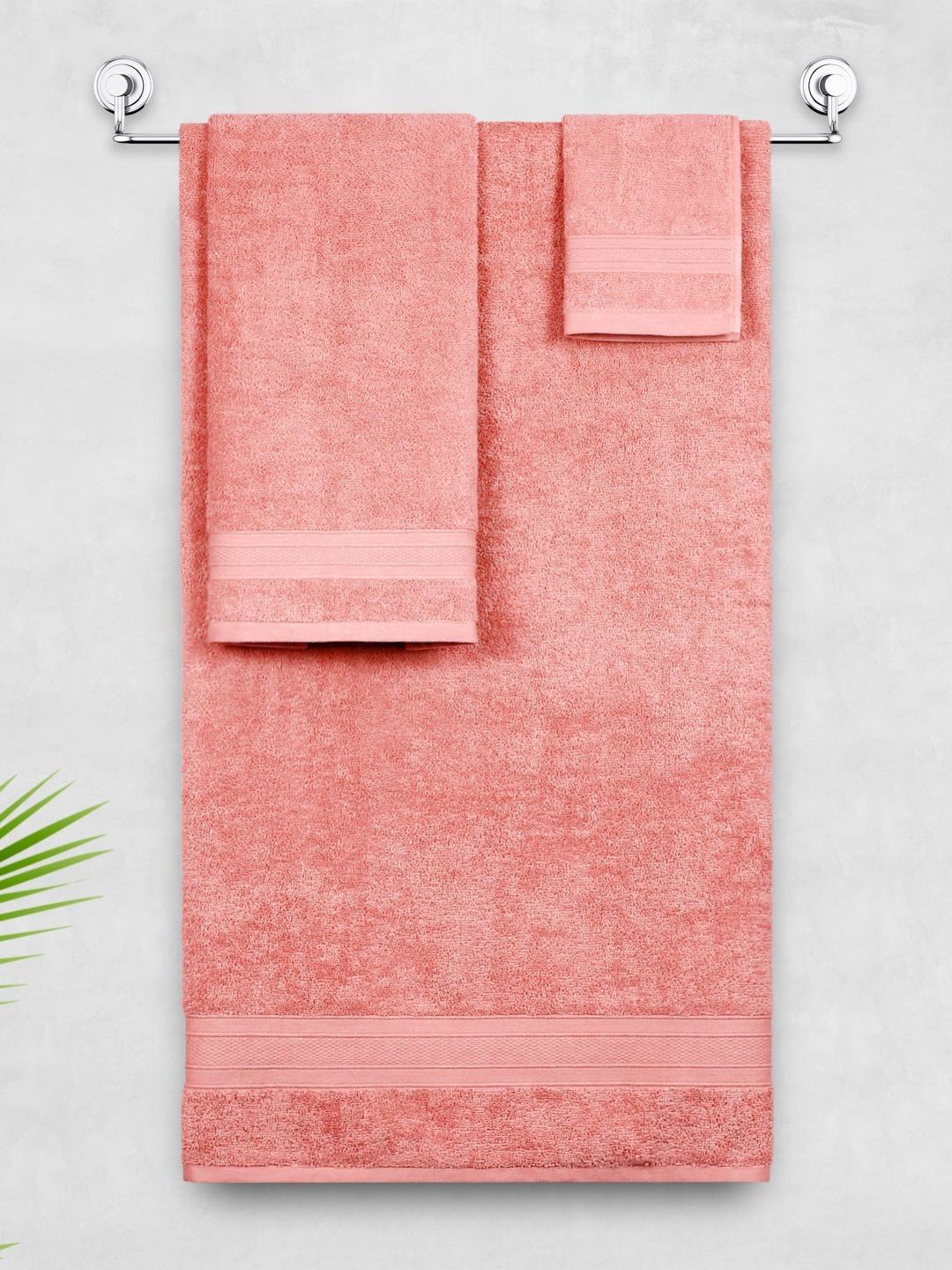 MYTRIDENT Soft Comfort Coral 3 Pieces Pure Cotton 500 GSM Towel Set