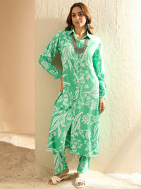 Indo Era Women Floral Printed Regular Kurta with Trousers