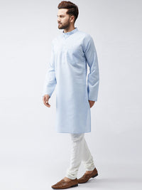 SOJANYA Men Blue Woven Design Straight Kurta