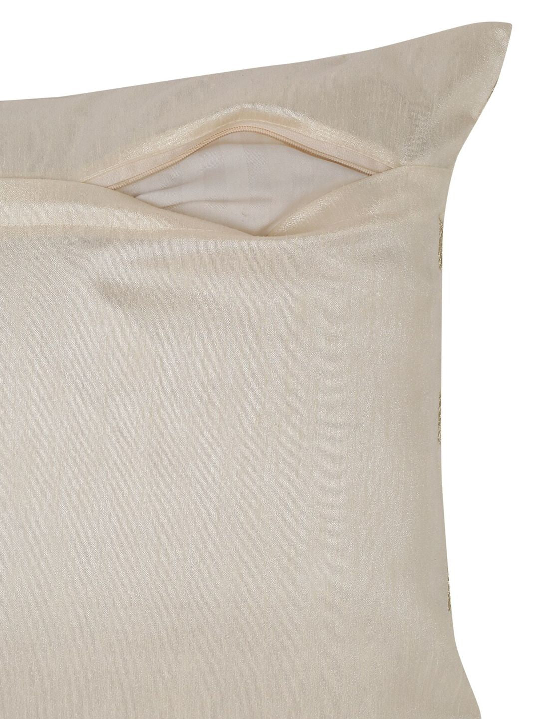 HOSTA HOMES Cream-Coloured & Gold-Toned 5 Pieces Striped Square Cushion Covers