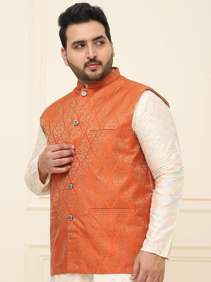 SOJANYA PLUS Men Printed Nehru Plus Size Jacket