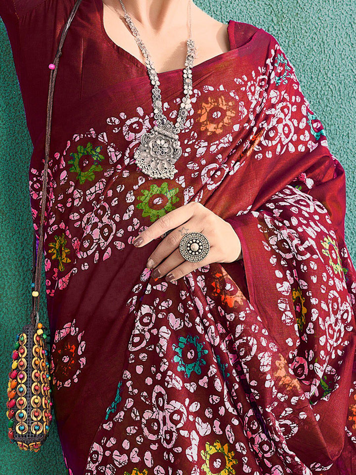 Saree mall Ethnic Motifs Poly Cotton Block Print Sarees