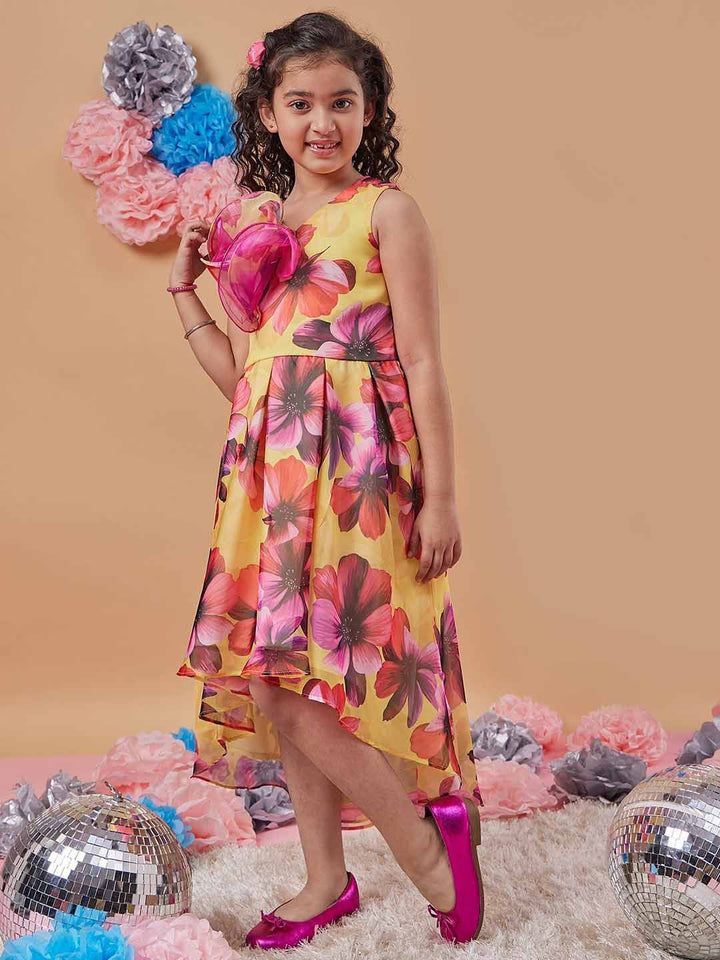 pspeaches Girls Floral Printed Fit and Flare Midi Dress