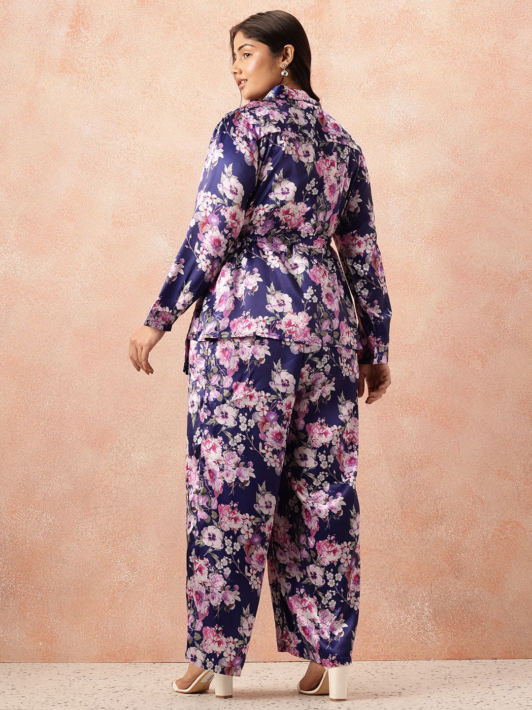 all about you Plus Size Floral Print Co-Ords With a Tie-ups Belt